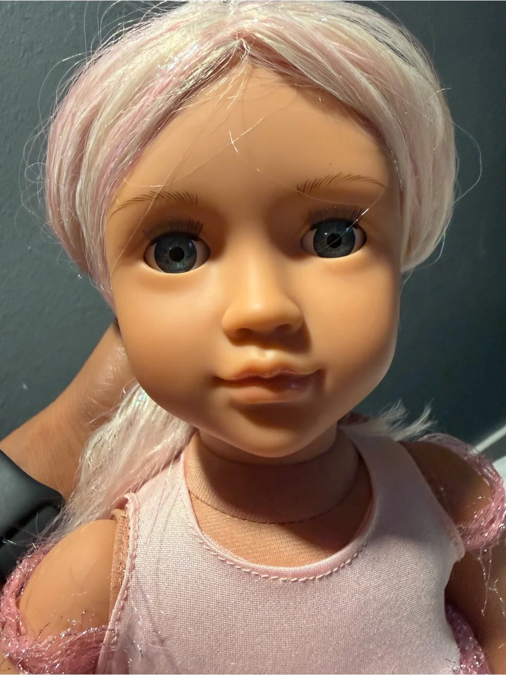 Our generation twinkle 18’’tooth fairy Doll pink glitter hair .